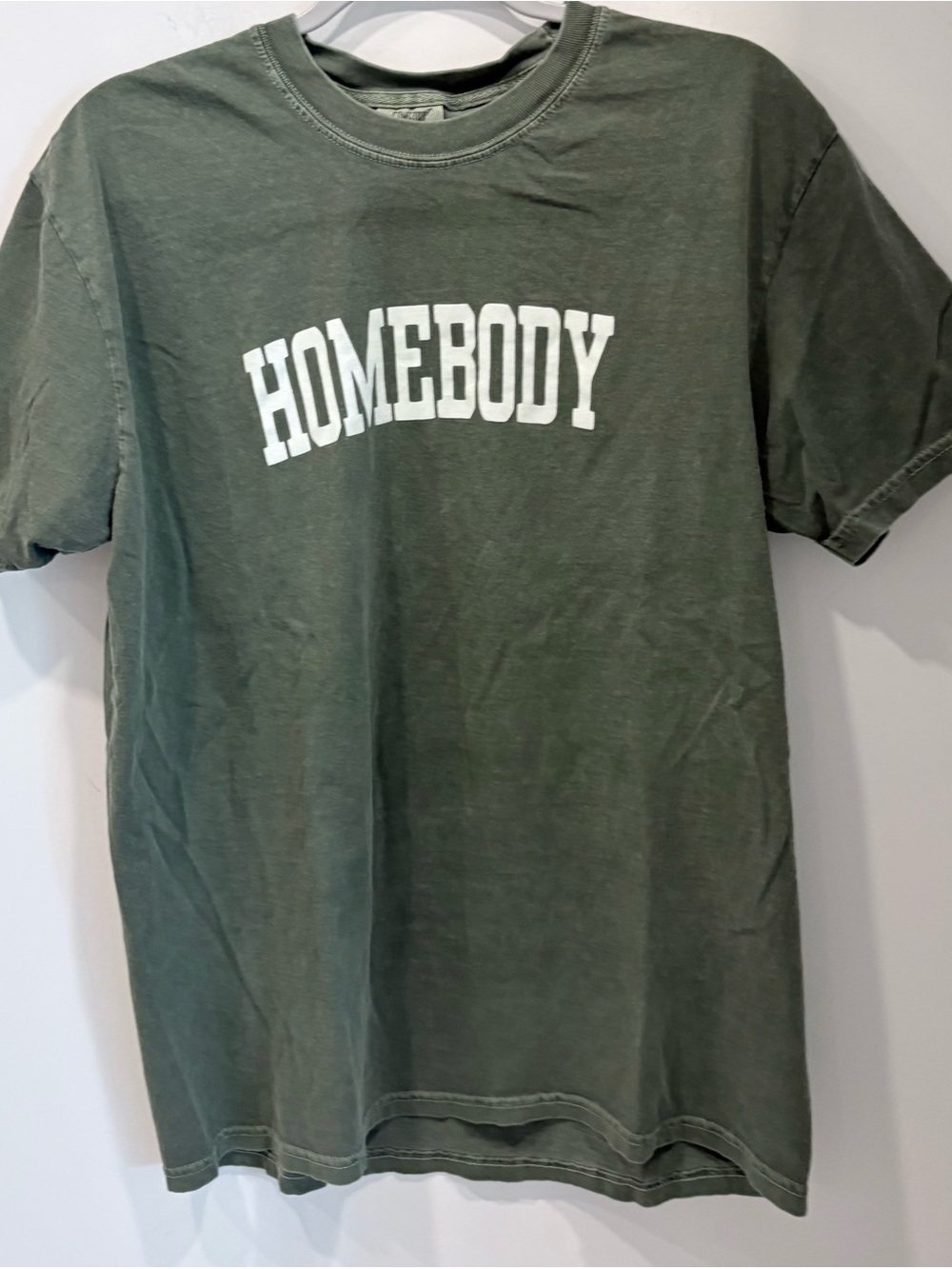 Sage Green Cotton Colors Graphic Tee Label Vtg Retro Look